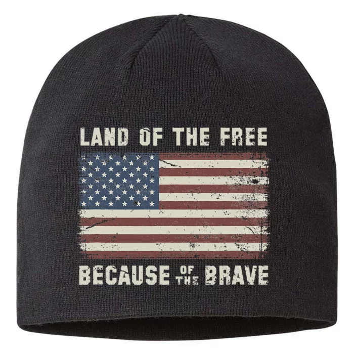 Land Of The Free Because Of The Brave Vintage Flag 8 1/2in Sustainable Knit Beanie