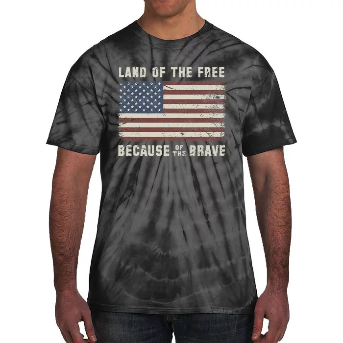 Land Of The Free Because Of The Brave Vintage Flag Tie-Dye T-Shirt