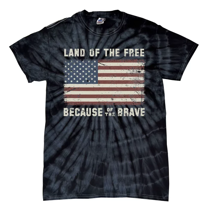 Land Of The Free Because Of The Brave Vintage Flag Tie-Dye T-Shirt