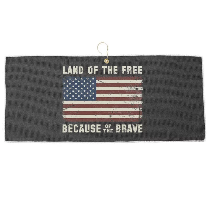 Land Of The Free Because Of The Brave Vintage Flag Large Microfiber Waffle Golf Towel