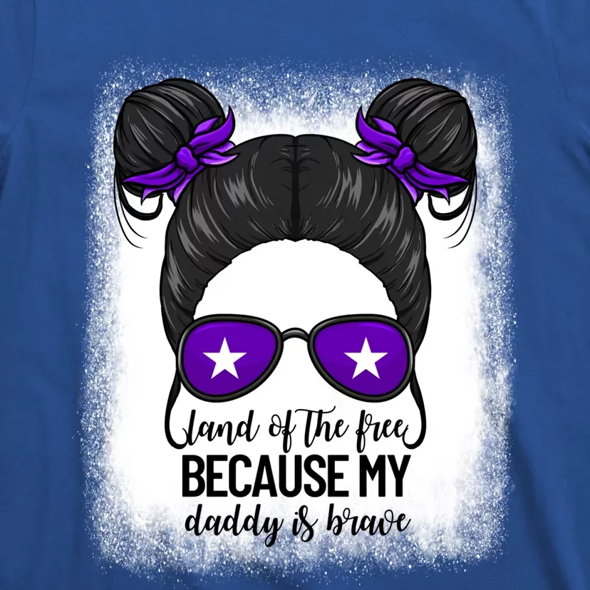 Land Of The Free Because My Daddy Is Brave Purple Up Cute Gift T-Shirt