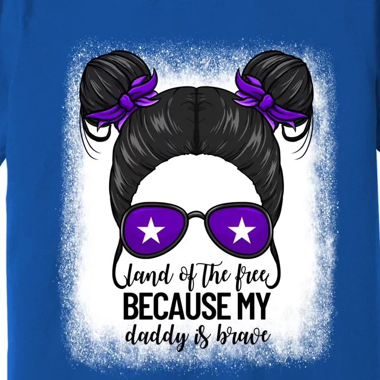 Land Of The Free Because My Daddy Is Brave Purple Up Cute Gift Premium T-Shirt