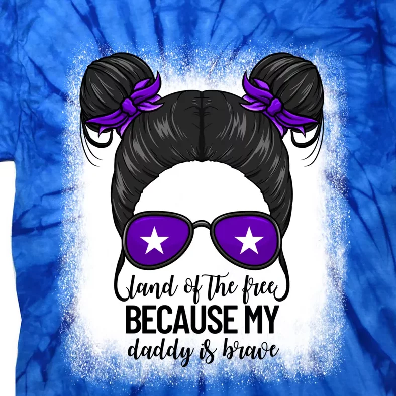 Land Of The Free Because My Daddy Is Brave Purple Up Cute Gift Tie-Dye T-Shirt