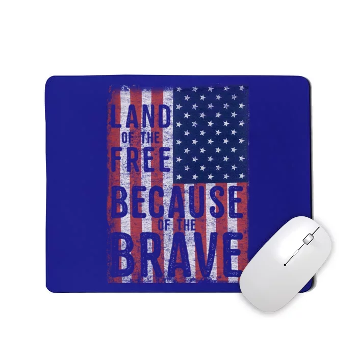 Land Of The Free Because Of The Brave Vintage American Flag Funny Gift Mousepad