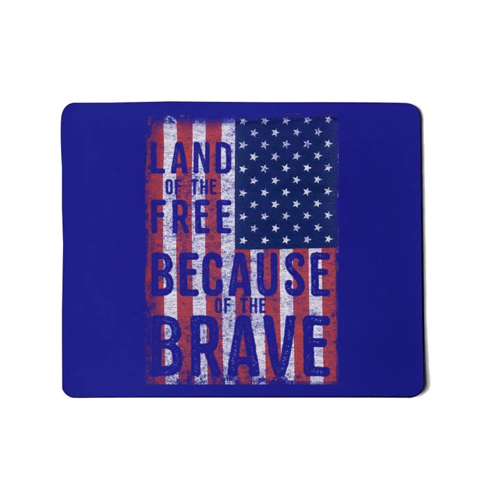 Land Of The Free Because Of The Brave Vintage American Flag Funny Gift Mousepad