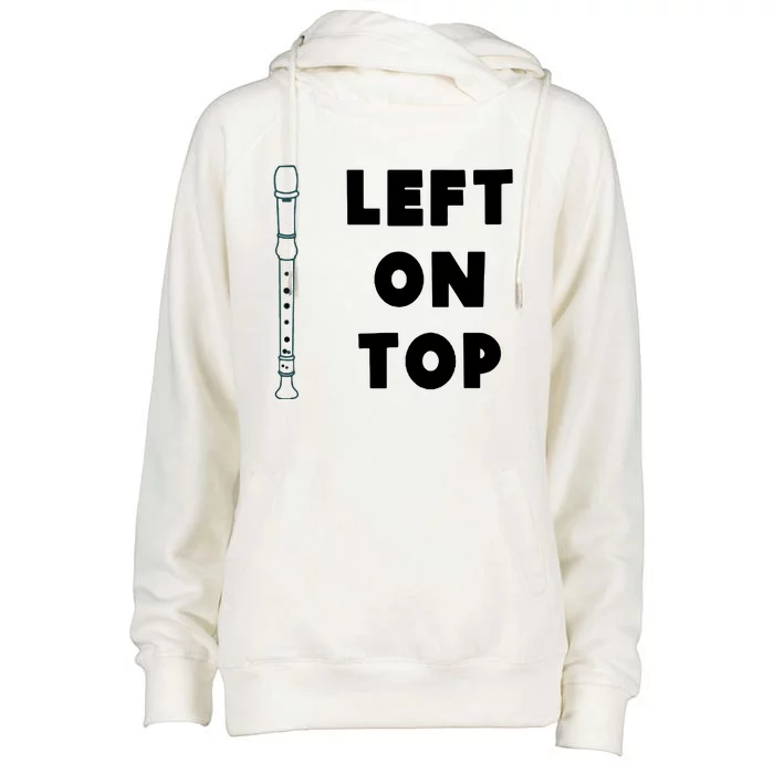 Left On Top Recorder Womens Funnel Neck Pullover Hood