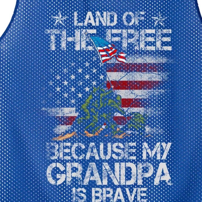 Land Of The Free Because My Grandpa Is Brave Veterans Gift Cool Gift Mesh Reversible Basketball Jersey Tank