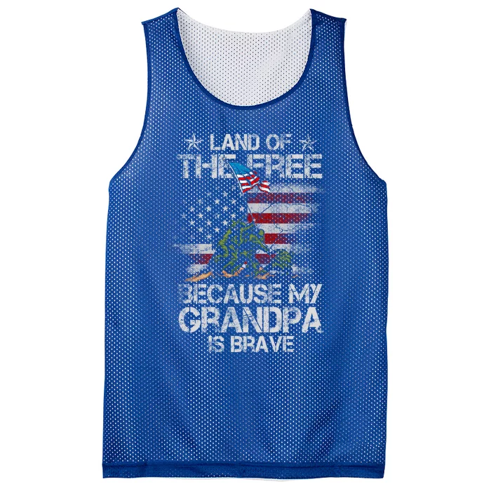 Land Of The Free Because My Grandpa Is Brave Veterans Gift Cool Gift Mesh Reversible Basketball Jersey Tank