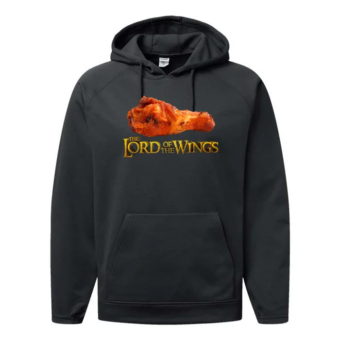 Lord Of The Wings Funny BBQ Chef Cook Chicken Wings Performance Fleece Hoodie