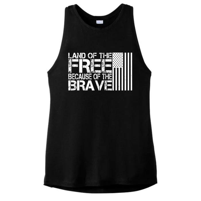 Land Of The Free Because Of The Brave Vintage Usa Flag Ladies Tri-Blend Wicking Tank