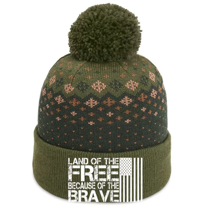 Land Of The Free Because Of The Brave Vintage Usa Flag The Baniff Cuffed Pom Beanie