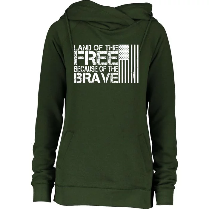 Land Of The Free Because Of The Brave Vintage Usa Flag Womens Funnel Neck Pullover Hood