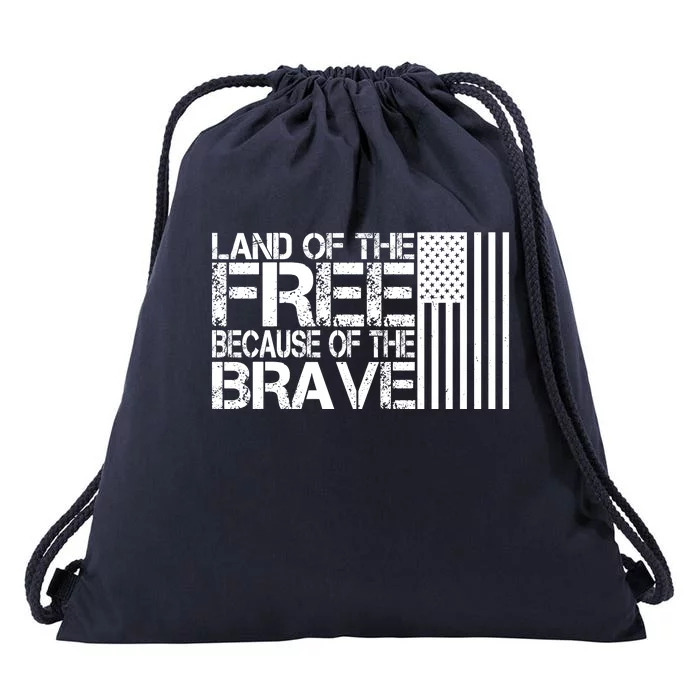 Land Of The Free Because Of The Brave Vintage Usa Flag Drawstring Bag