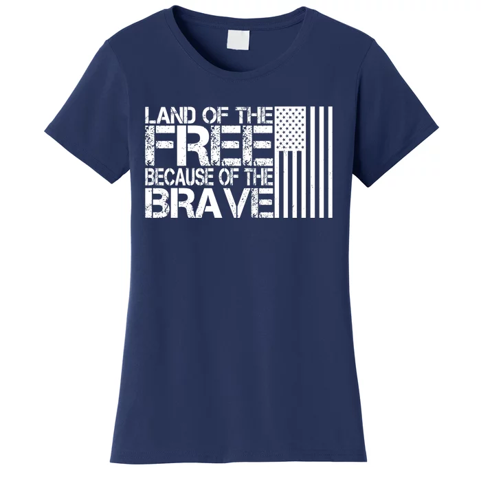 Land Of The Free Because Of The Brave Vintage Usa Flag Women's T-Shirt