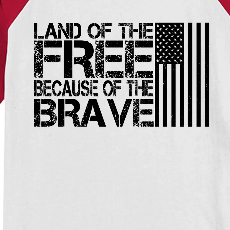 Land Of The Free Because Of The Brave Vintage Usa Flag Kids Colorblock Raglan Jersey