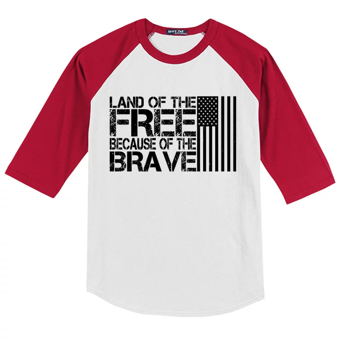 Land Of The Free Because Of The Brave Vintage Usa Flag Kids Colorblock Raglan Jersey