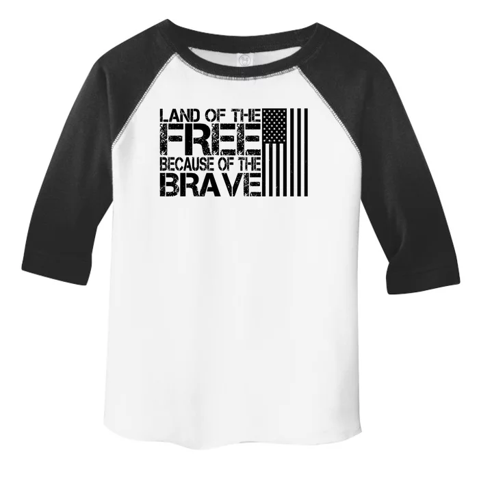 Land Of The Free Because Of The Brave Vintage Usa Flag Toddler Fine Jersey T-Shirt