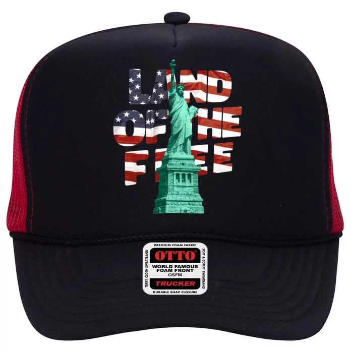 Land Of The Free Statue Of Liberty High Crown Mesh Trucker Hat