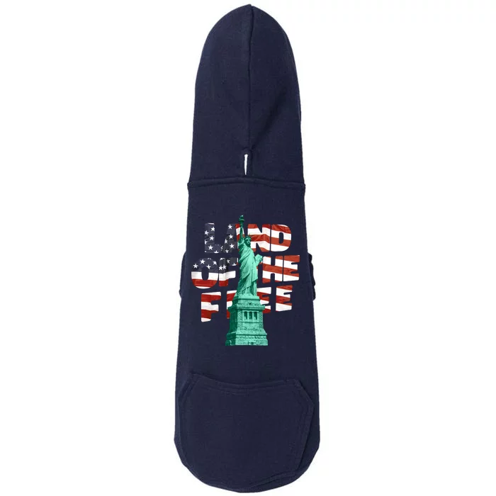 Land Of The Free Statue Of Liberty Doggie 3-End Fleece Hoodie