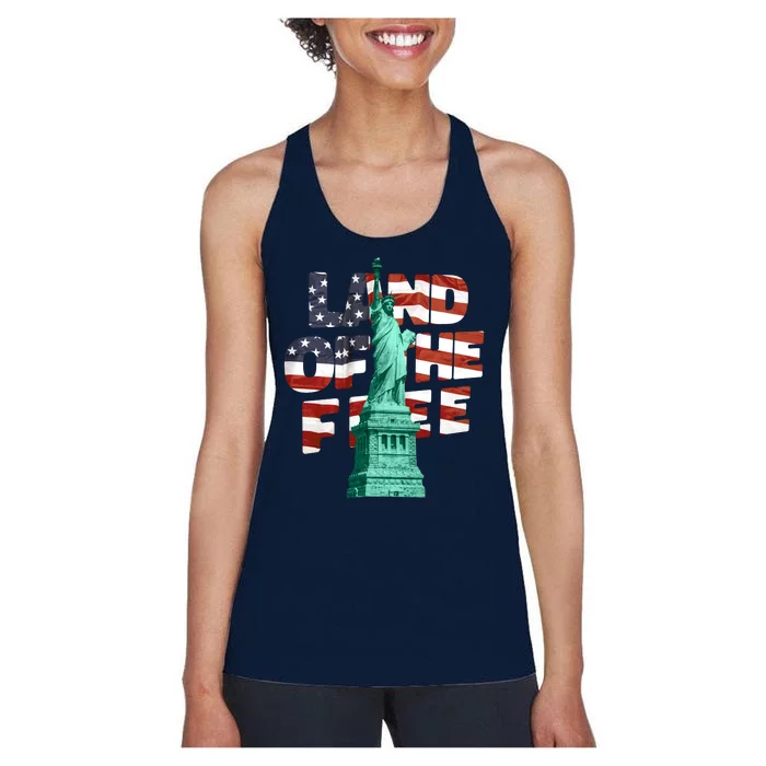 Land Of The Free Statue Of Liberty Women's Racerback Tank