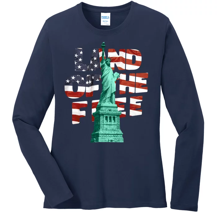 Land Of The Free Statue Of Liberty Ladies Long Sleeve Shirt