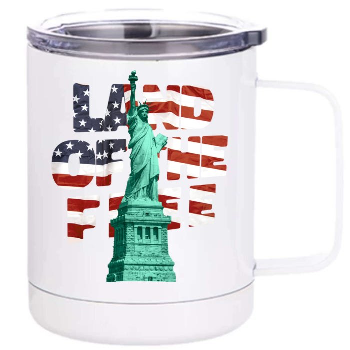 Land Of The Free Statue Of Liberty Front & Back 12oz Stainless Steel Tumbler Cup