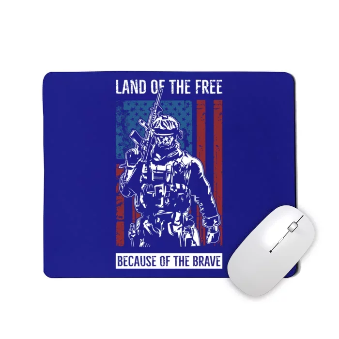 Land Of The Free Because Of The Brave Memorial Day Usa Flag Gift Mousepad