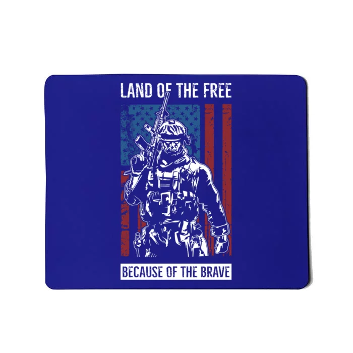 Land Of The Free Because Of The Brave Memorial Day Usa Flag Gift Mousepad