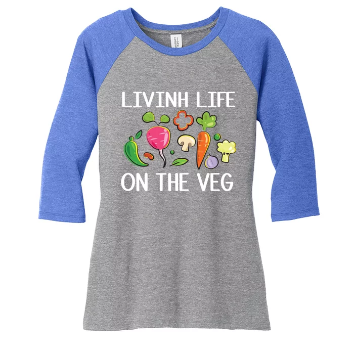 Living On The Veg Pure Vegan Or Vegetarian Life Gift Women's Tri-Blend 3/4-Sleeve Raglan Shirt