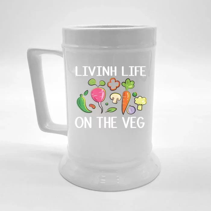 Living On The Veg Pure Vegan Or Vegetarian Life Gift Front & Back Beer Stein