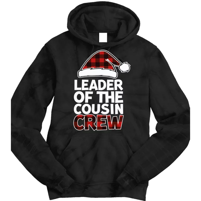 Leader of the Cousin Crew Christmas Buffalo Red Plaid Xmas Tie Dye Hoodie