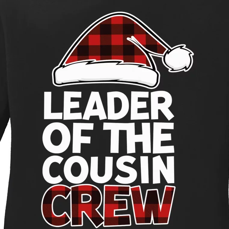 Leader of the Cousin Crew Christmas Buffalo Red Plaid Xmas Ladies Long Sleeve Shirt