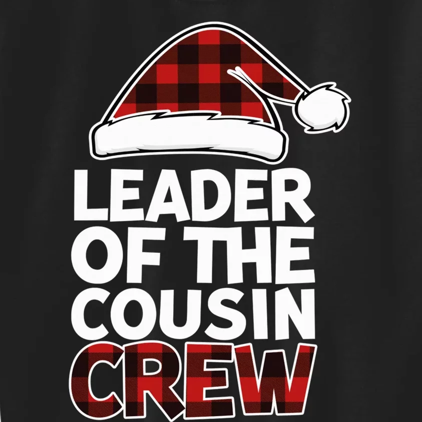 Leader of the Cousin Crew Christmas Buffalo Red Plaid Xmas Kids Sweatshirt