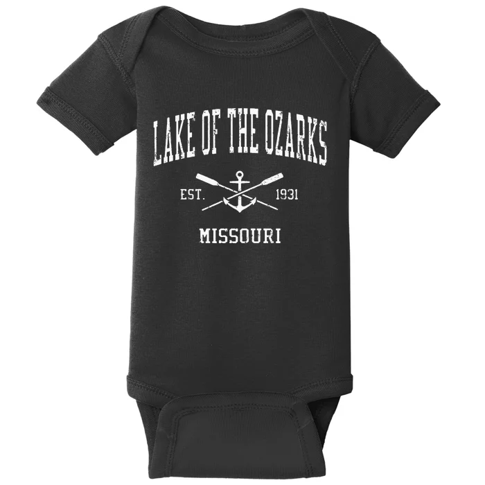 Lake Of The Ozarks Mo Vintage Crossed Oars & Boat Anchor Spo Baby Bodysuit