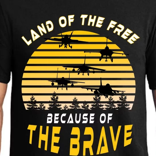 Land Of The Free Because Of The Brave Air Force Dad Gift Pajama Set