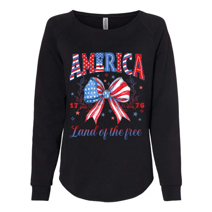 Land Of The Free Because Of The Brave 4th Of July Usa Flag Womens California Wash Sweatshirt