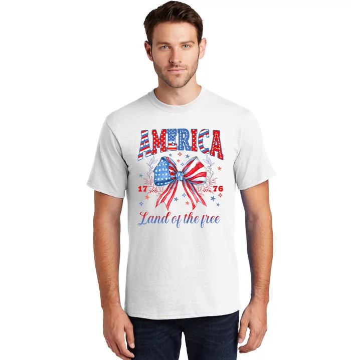 Land Of The Free Because Of The Brave 4th Of July Usa Flag Tall T-Shirt