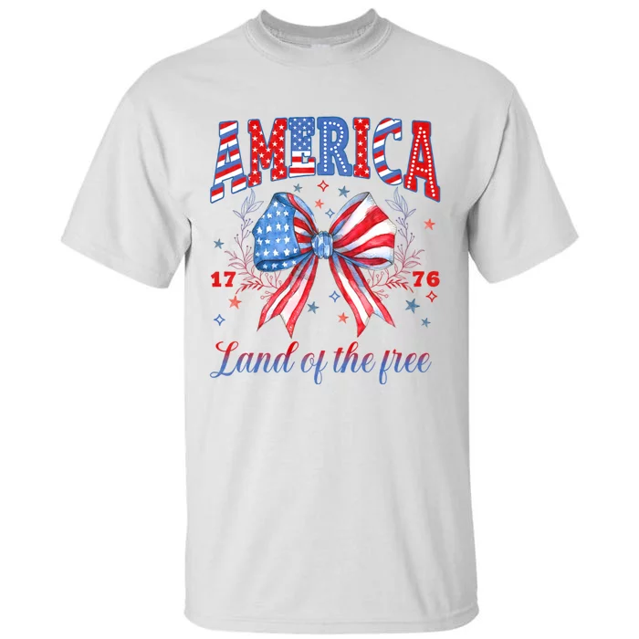 Land Of The Free Because Of The Brave 4th Of July Usa Flag Tall T-Shirt