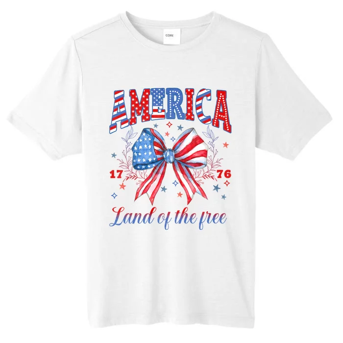 Land Of The Free Because Of The Brave 4th Of July Usa Flag ChromaSoft Performance T-Shirt