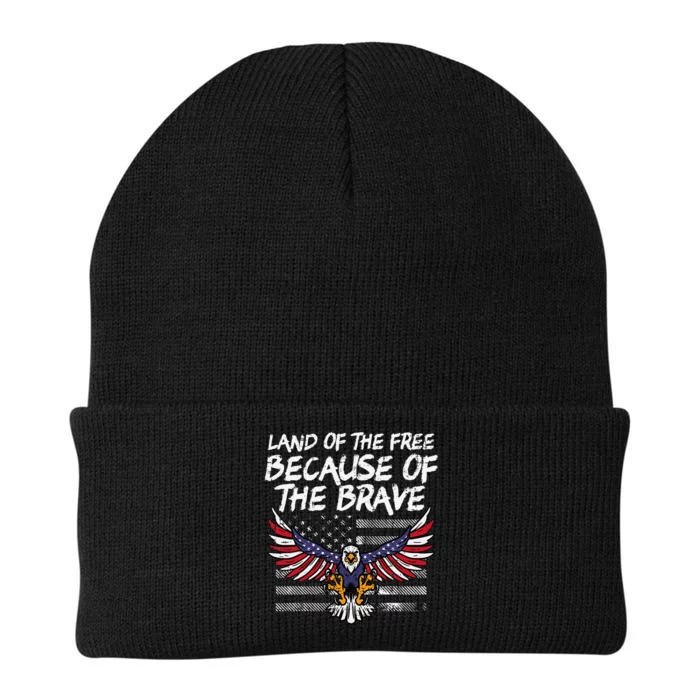 Land Of The Free Because Of Brave Eagle US Flag Memorial Day Knit Cap Winter Beanie