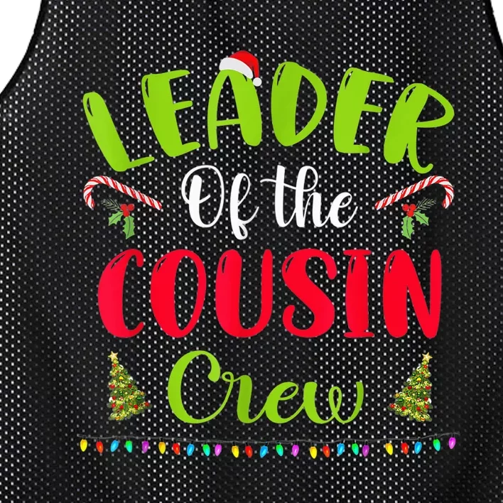 Leader Of The Cousin Crew Funny Christmas Matching Family Mesh Reversible Basketball Jersey Tank