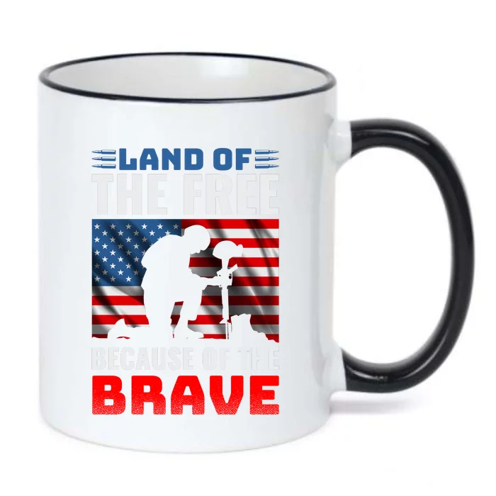 LAND OF THE FREE BECAUSE OF THE BRAVE Black Color Changing Mug