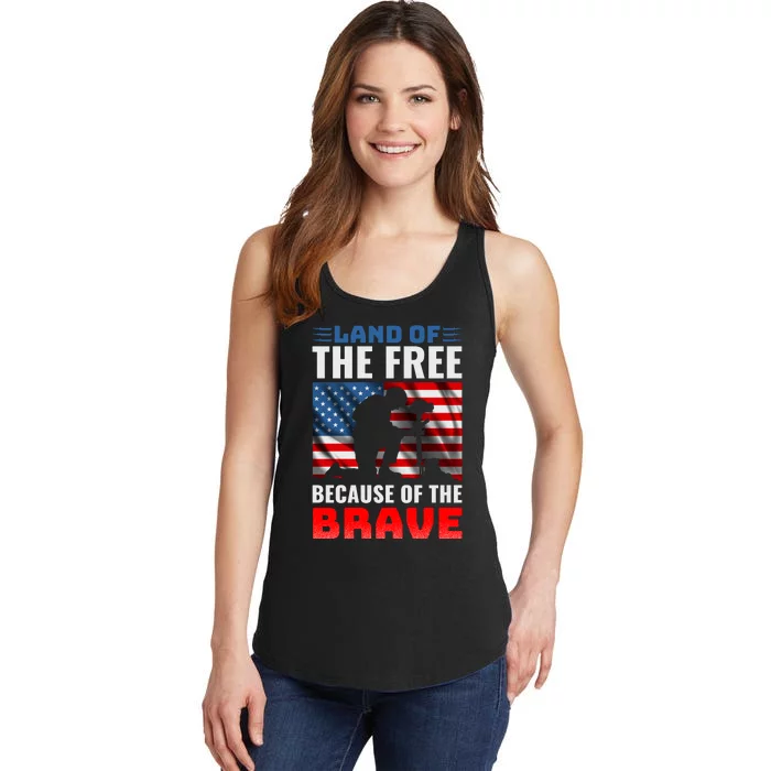 LAND OF THE FREE BECAUSE OF THE BRAVE Ladies Essential Tank