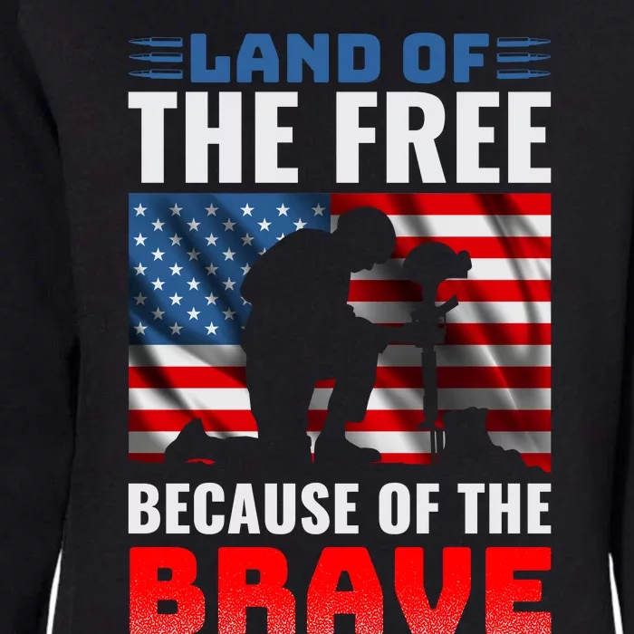 LAND OF THE FREE BECAUSE OF THE BRAVE Womens California Wash Sweatshirt