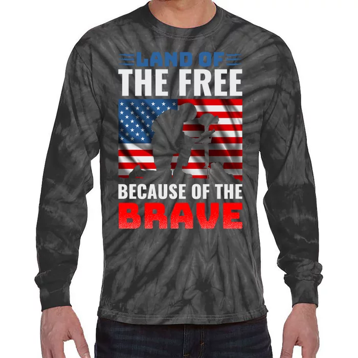 LAND OF THE FREE BECAUSE OF THE BRAVE Tie-Dye Long Sleeve Shirt