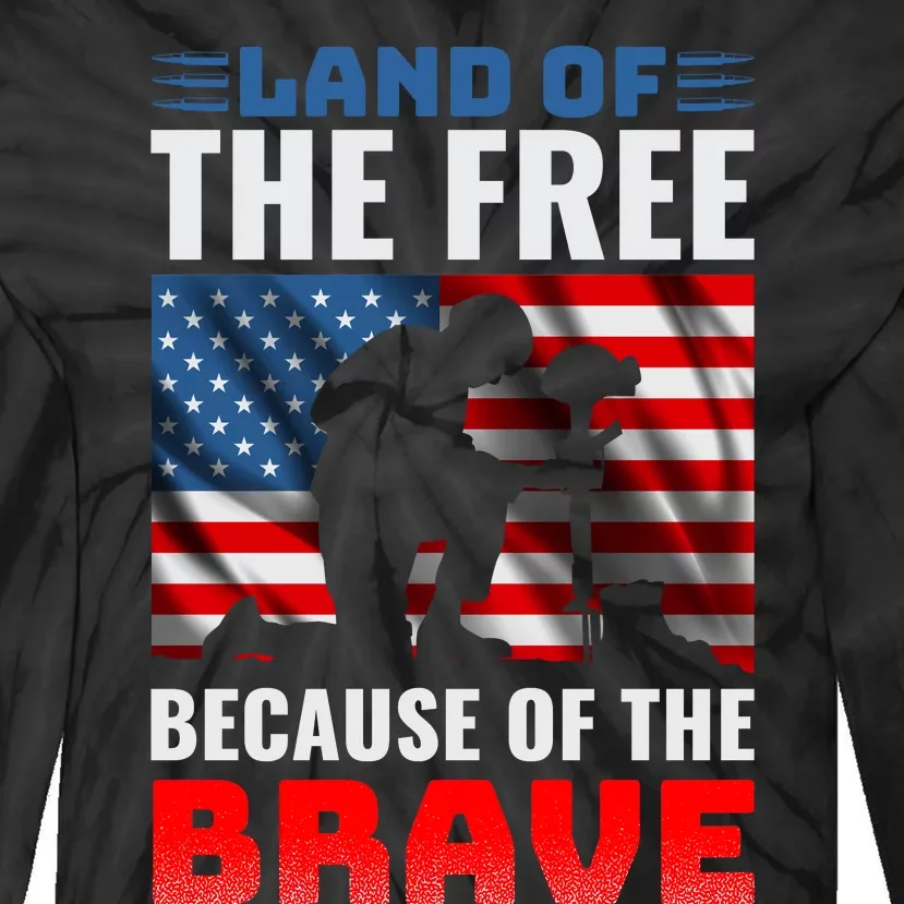 LAND OF THE FREE BECAUSE OF THE BRAVE Tie-Dye Long Sleeve Shirt