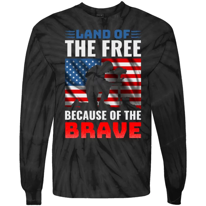 LAND OF THE FREE BECAUSE OF THE BRAVE Tie-Dye Long Sleeve Shirt