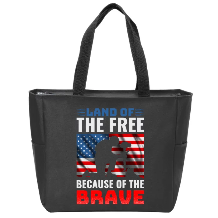 LAND OF THE FREE BECAUSE OF THE BRAVE Zip Tote Bag