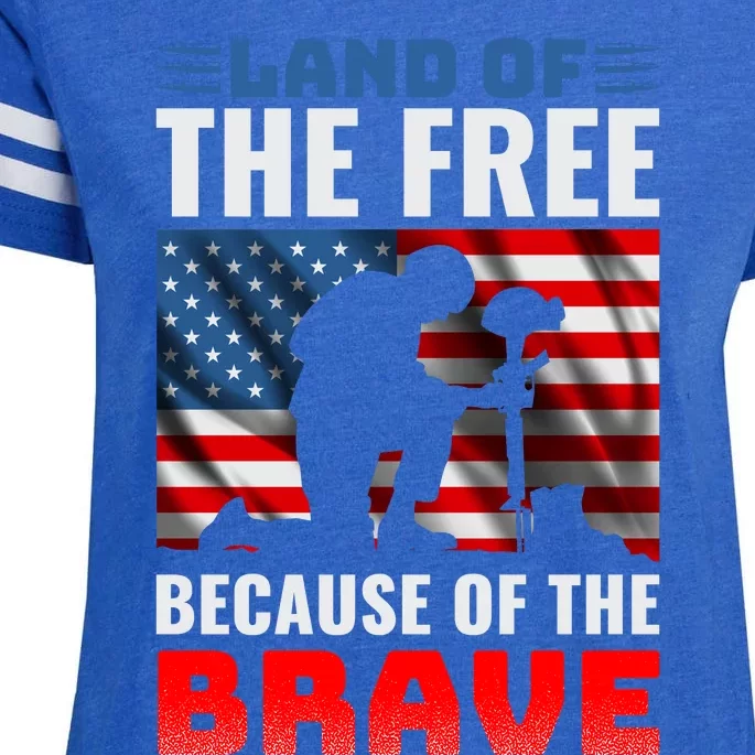 LAND OF THE FREE BECAUSE OF THE BRAVE Enza Ladies Jersey Football T-Shirt