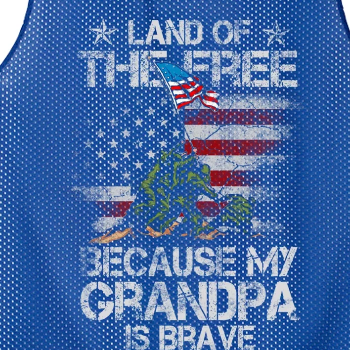 Land Of The Free Because My Grandpa Is Brave Veterans Gift Funny Gift Mesh Reversible Basketball Jersey Tank